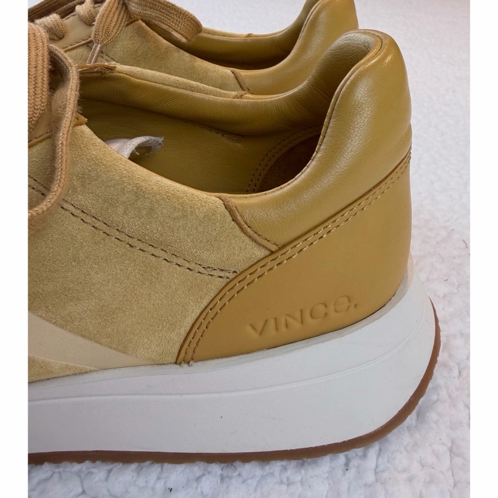 VINCE • Mustard Yellow Ohara Leather/Suede Lace-Up Oxford Sneakers, 10 - Picture 8 of 16